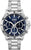 Reloj para hombre con esfera azul, correa de acero inoxidable y subesferas de cronógrafo.
