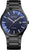 Reloj para hombre con esfera azul, manecillas plateadas y correa de titanio negra