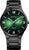 Reloj de hombre con esfera verde, inscripción BERING y brazalete de metal negro