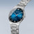 Pulsera de titanio para hombre con esfera azul, caja plateada y correa de metal