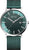 Reloj de hombre con esfera verde, caja plateada y correa de malla verde