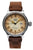 Reloj de hombre con correa de cuero marrón, esfera redonda con números romanos y fecha