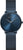 "Reloj de mujer con esfera azul, bisel estrecho azul y correa milanesa azul."