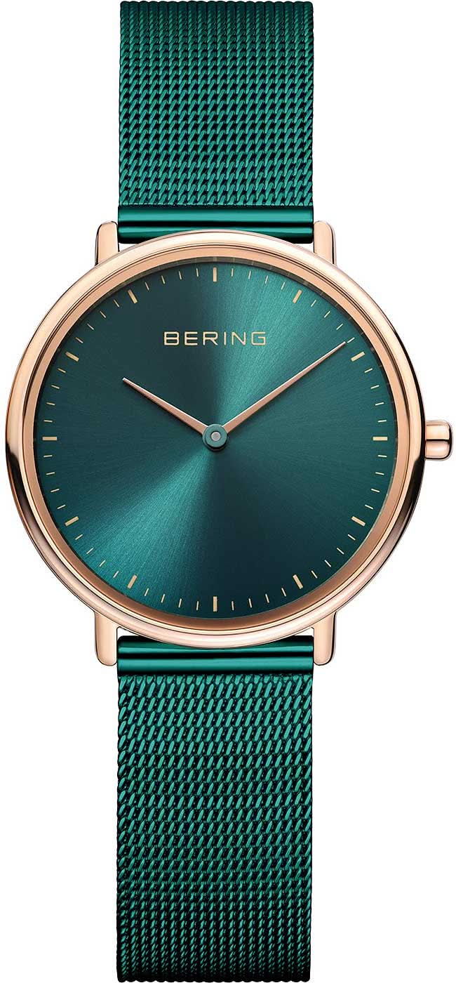 Reloj de mujer: pulsera milanesa verde, esfera verde, caja en tono oro rosa