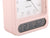 Nahansicht rosa Wecker-Display mit Temperatur- und Luftfeuchteanzeige