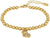 Pulsera de acero inoxidable en tono dorado con cadena de eslabones y charm colgante, cierre