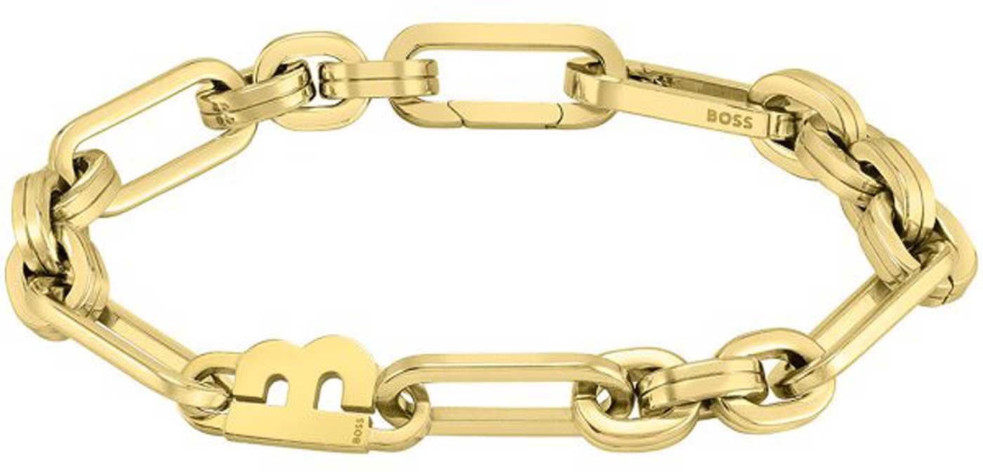 Pulsera dorada con eslabones de cadena de ancla y cierre rectangular