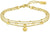 Pulsera de cadena multicapa en tono dorado con dijes redondos y dije de cierre