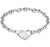 Pulsera de corazón con cadena de eslabones y cierre magnético grande en forma de corazón, plateada