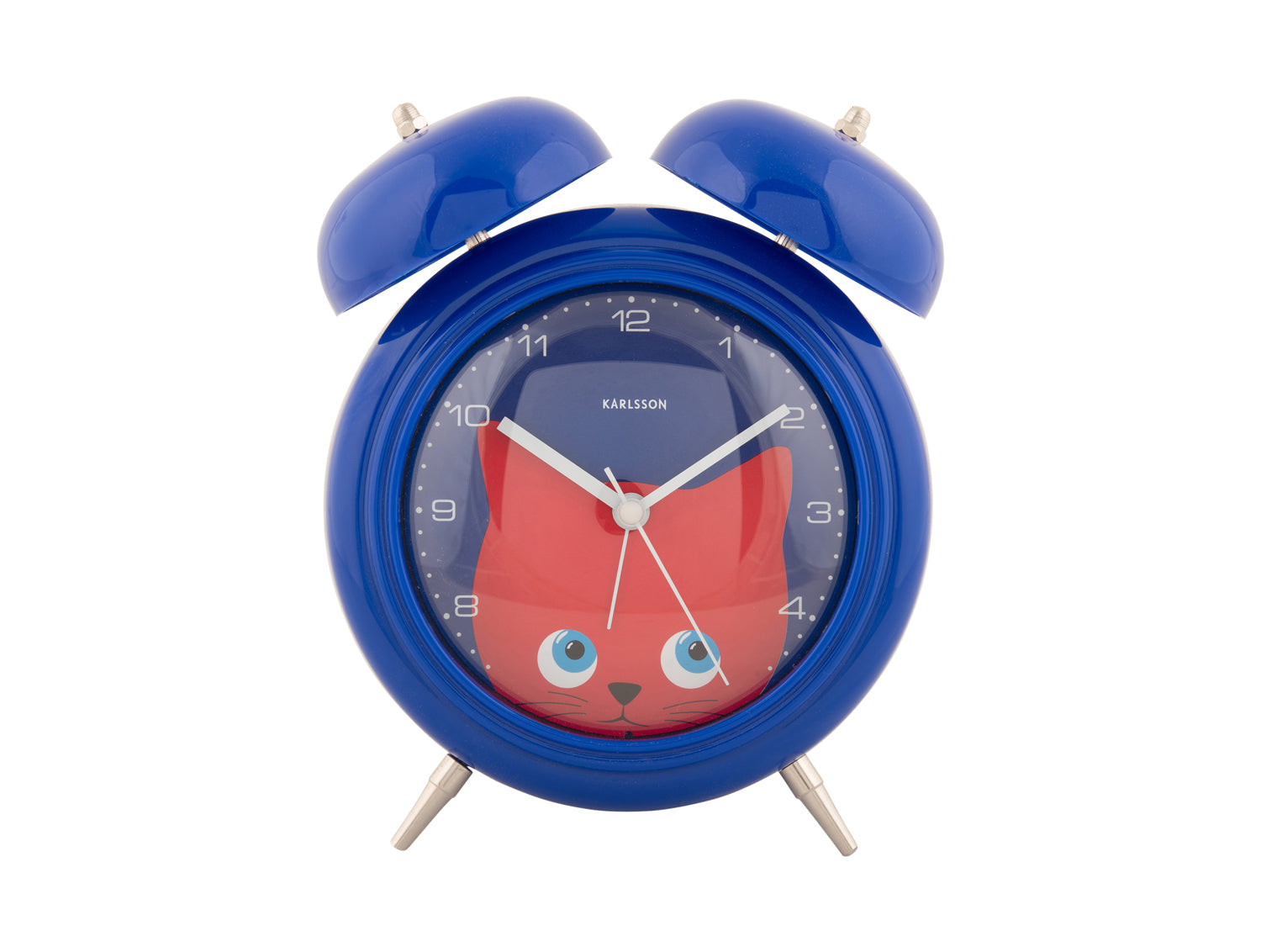 Karlsson Peekaboo Cat KA5980DB Wecker Dunkelblau • Bewegliche Augen • Kinderzimmer-Design