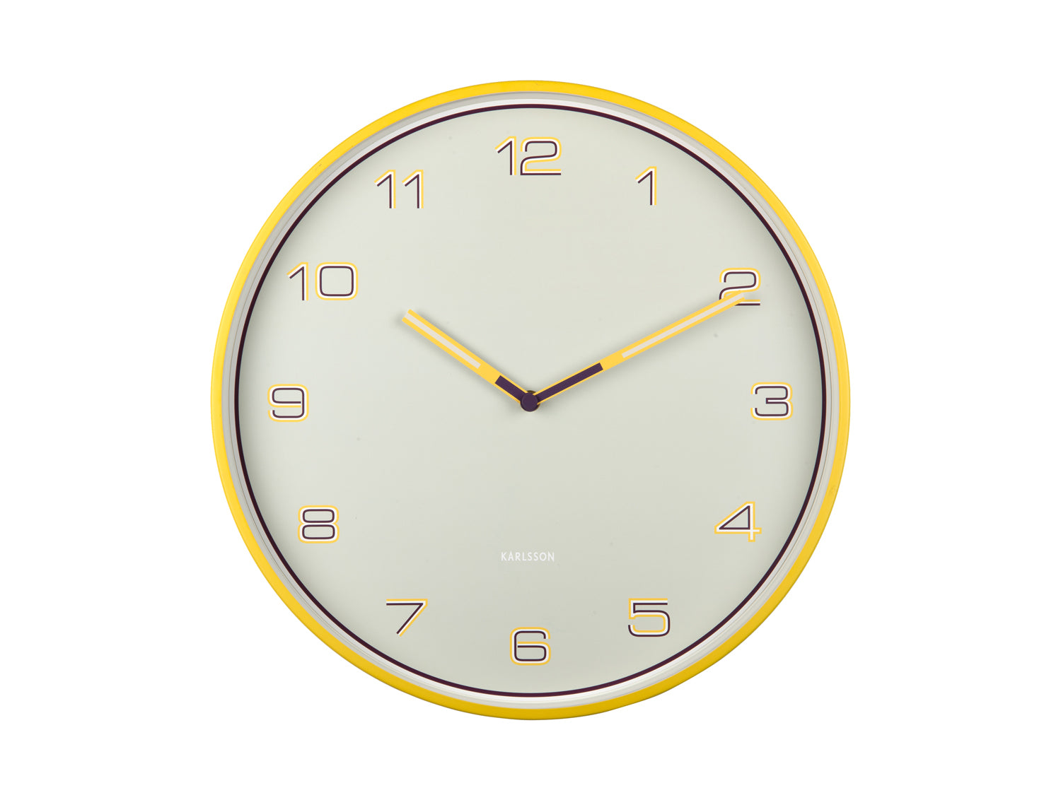 Karlsson Lined Numbers KA6013BY Wanduhr Hellgelb • Geräuschloses Sweep-Uhrwerk • Designer Duo Boxtel & Buijs