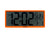 Retro-LCD-Wanduhr in Neonorange mit digitaler Anzeige, AM, Uhrzeit und Datum