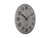 Wanduhr mit 3D-Ziffern auf grauem Zifferblatt, silberfarbener Rand, schwarze Zeiger