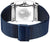 Reloj solar para hombre con grabado de globo en la parte posterior, correa de malla azul y cierre