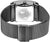Reverso de un reloj para hombre con tapa de cristal de acero inoxidable y cierre magnético en la correa de metal