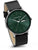Reloj de hombre Titan con esfera verde, correa de cuero negra y corona lateral