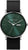 Reloj de hombre Titan con esfera verde y correa de cuero negra, caja plateada