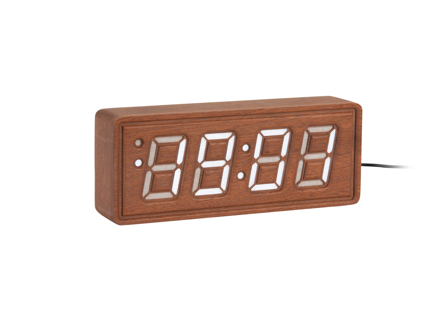 Holzwecker mit LED-Digitalanzeige, rechteckiges Holzgehäuse, Anzeige 09:06