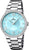 Festina Reloj de Mujer con esfera azul, números romanos, borde de piedras brillantes y correa de acero inoxidable