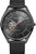 Reloj automático para hombre con esfera oscura, movimiento visible y correa de malla