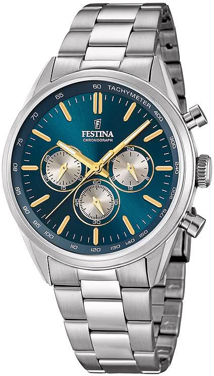 Reloj de pulsera cronógrafo de acero inoxidable para hombre, esfera azul con totalizadores