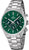 Reloj Festina para hombre con esfera verde, cronógrafo y taquímetro; correa de acero inoxidable