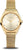 Reloj Bering para mujer con esfera beige, bisel dorado y correa Milanesa