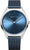 Pulsera de acero inoxidable plateada con correa milanesa azul y esfera azul