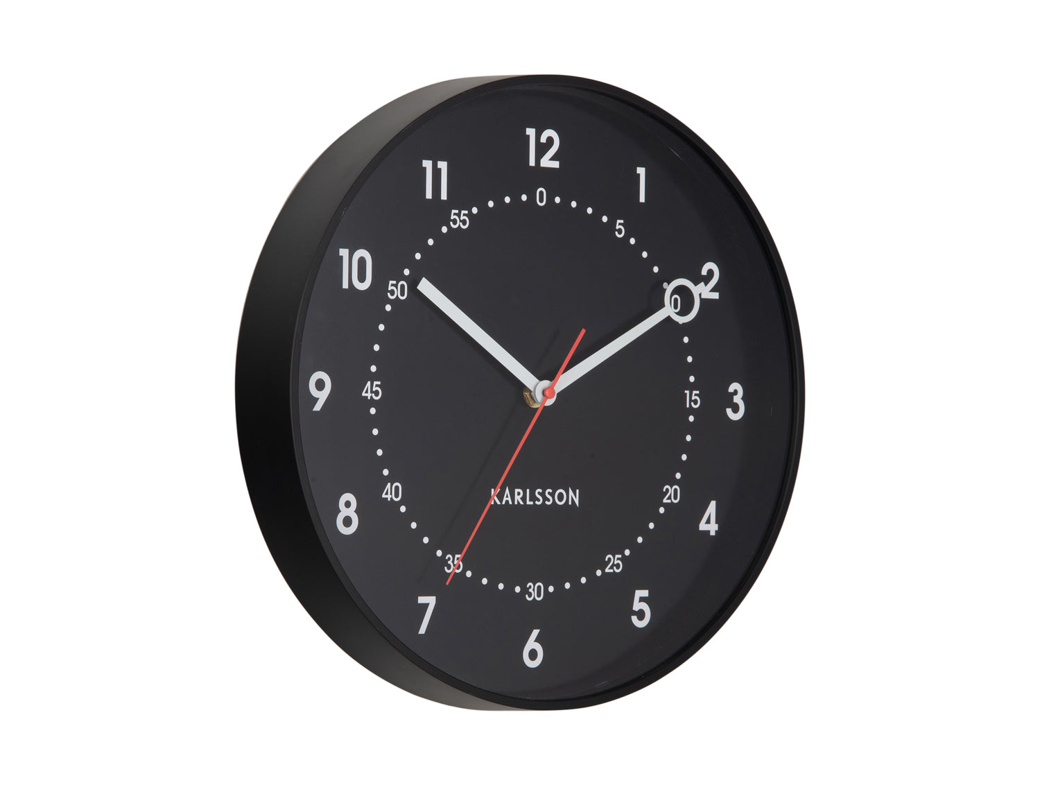 Karlsson Fresco KA6038BK Wanduhr Schwarz • Geräuschloses Sweep-Uhrwerk • Skandinavisches Design