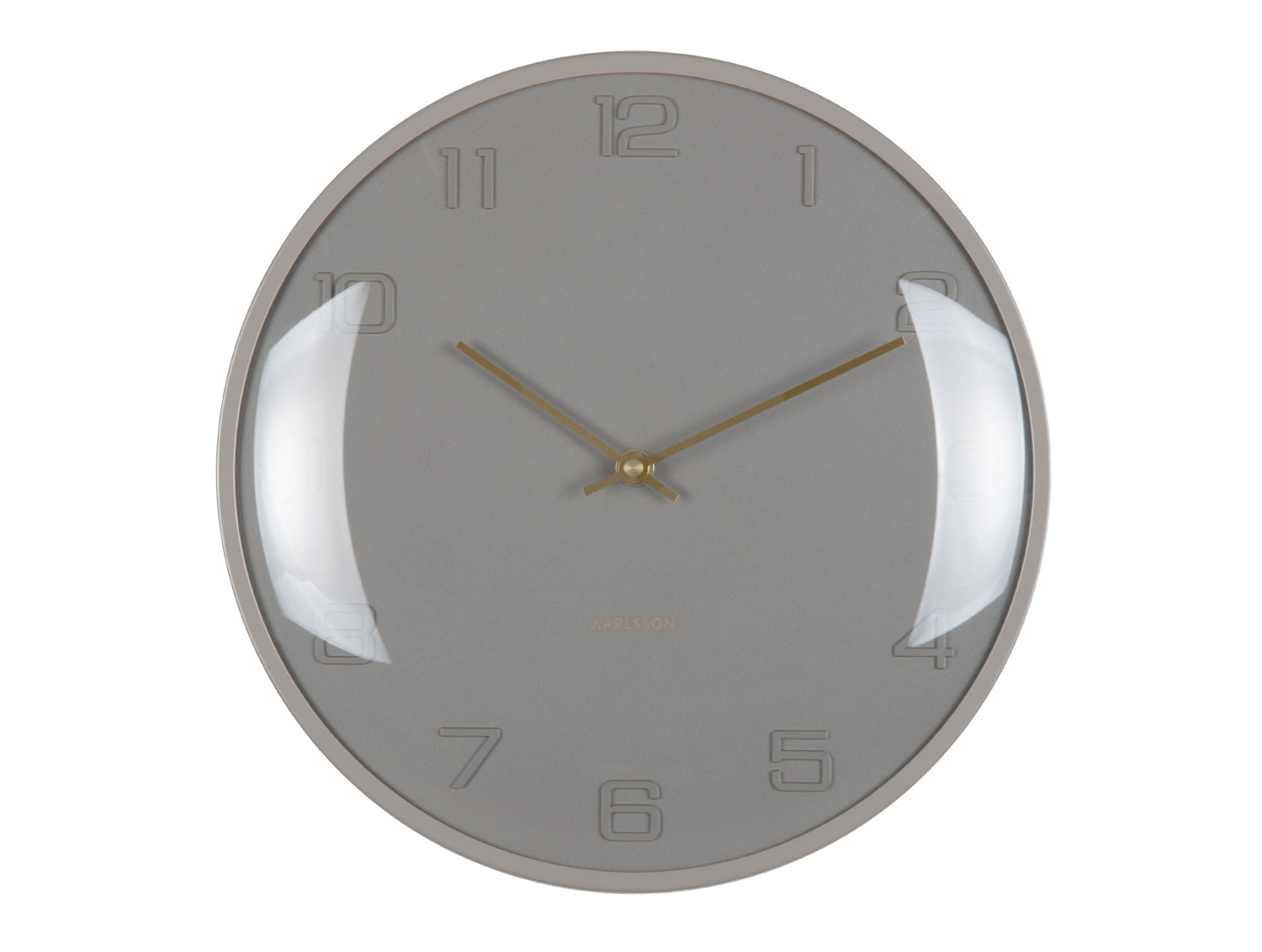 Karlsson Fuerte Dome KA6084GY Wanduhr Claygrau • Sweep-Uhrwerk • Gewölbtes Kuppelglas