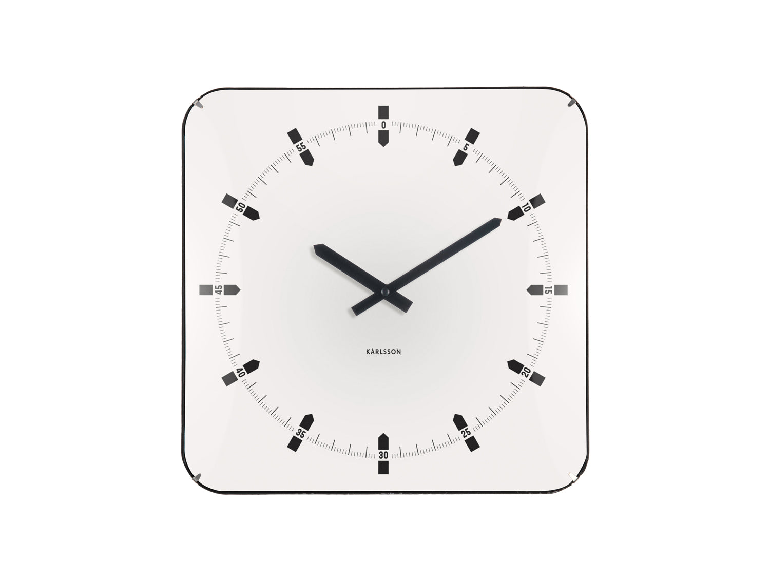 Karlsson Sucinto Dome Square KA6085WH Wanduhr Weiß • Geräuschloses Sweep-Uhrwerk • Gewölbtes Glas