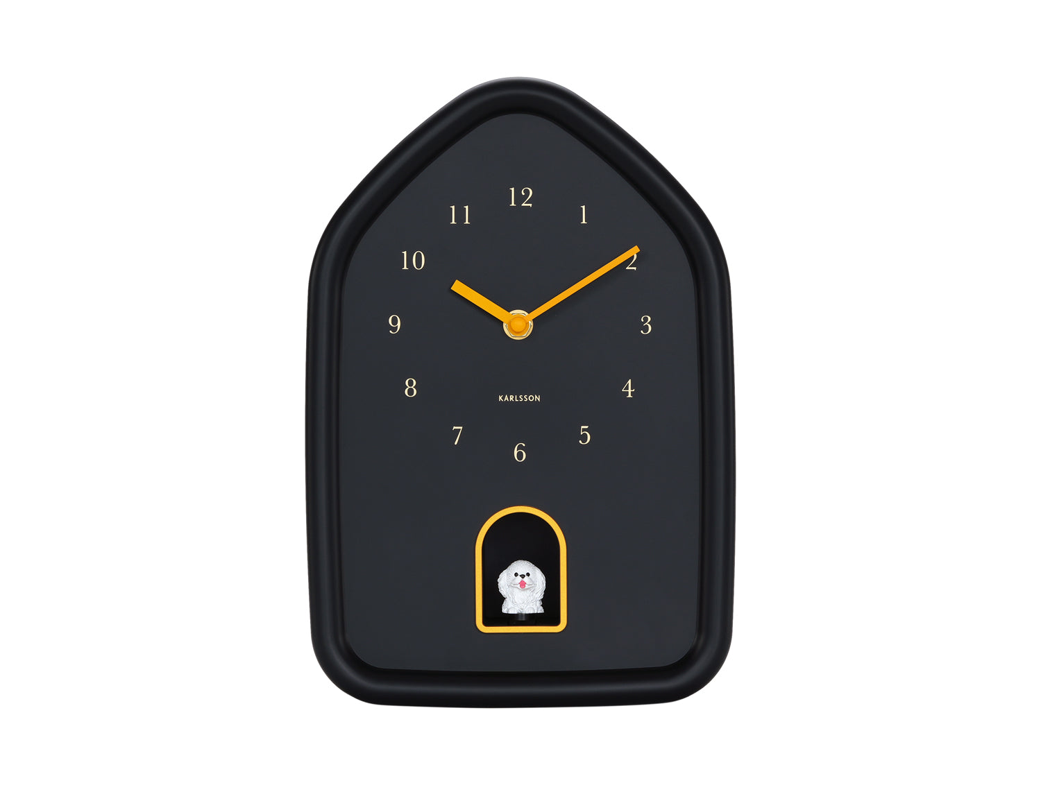 Karlsson Modern Doggy KA6098BK Wanduhr Schwarz • Hundebell-Stundenschlag • Geräuschloses Sweep-Uhrwerk