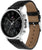 Reloj de hombre: esfera negra, bisel negro, correa de cuero negra con parte trasera marrón