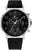 Reloj de hombre: esfera negra, bisel plateado, correa de cuero negra