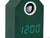 Retro-LED-Kuckuckswecker im Detail: grünes Hausgehäuse mit rundem Lichtfenster und Anzeige 12:00