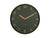 Wanduhr mit dunkelgrünem Zifferblatt, goldene Ziffern und Zeiger im V-Layout
