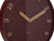 Wanduhr-Zifferblatt im Detail: burgunderrot, goldene Zeiger, römische Ziffern