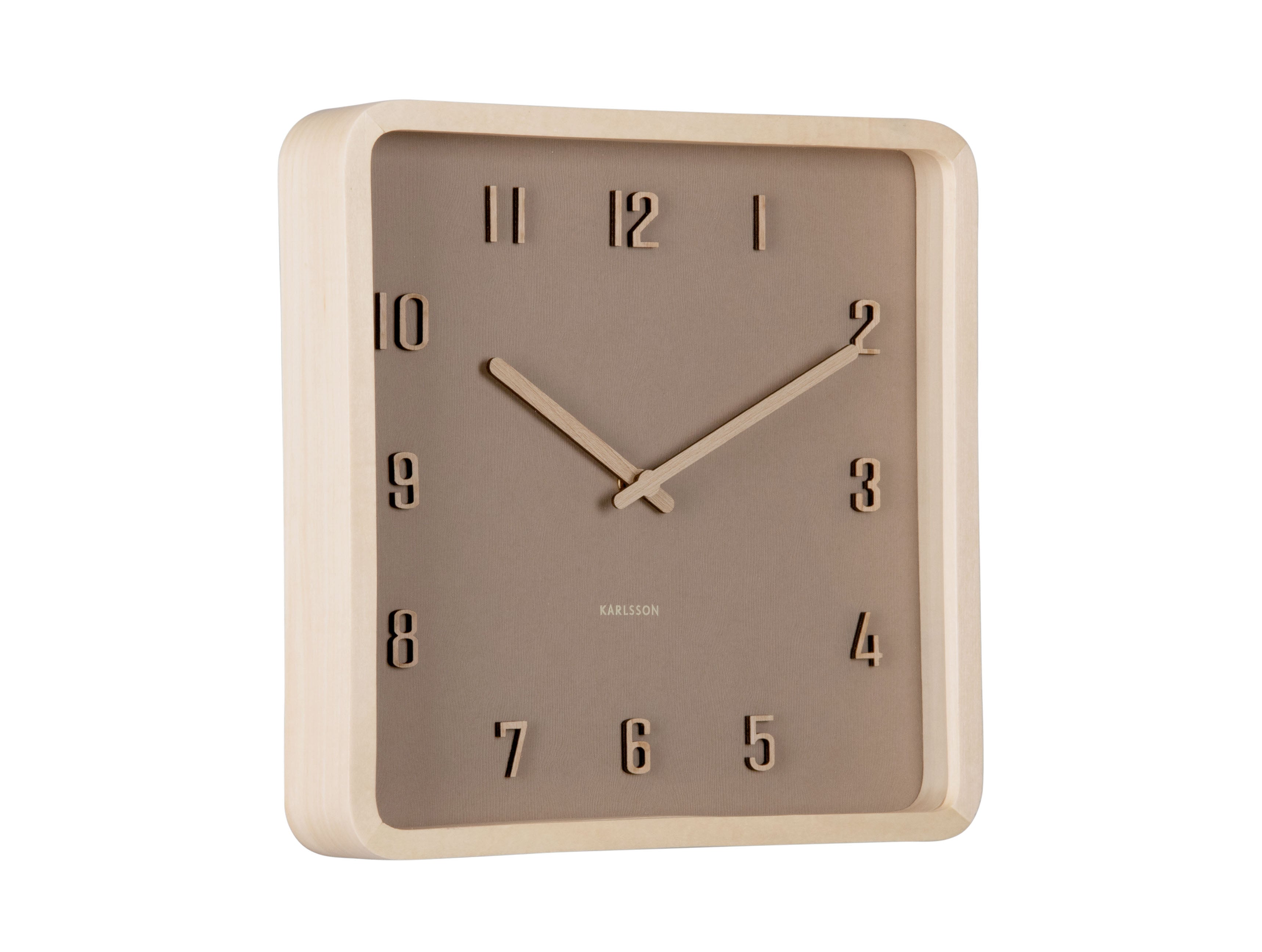 Karlsson Nervadura Square KA6118BR Wanduhr Braun • Geräuschloses Sweep-Uhrwerk • Echtes Holz
