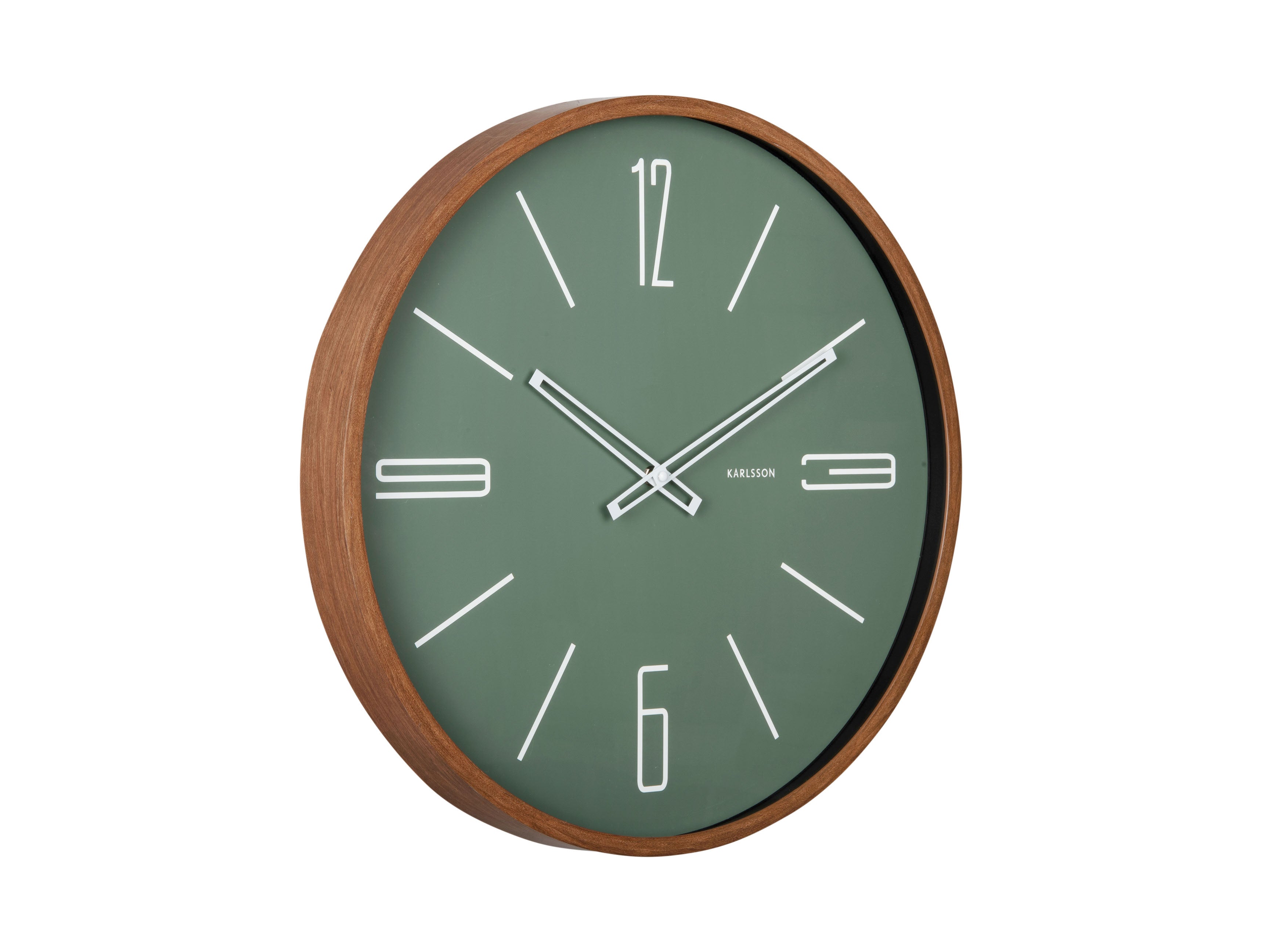 Karlsson Marcado Large KA6089GR Wanduhr Dschungelgrün • Geräuschloses Sweep-Uhrwerk • Großes Designformat