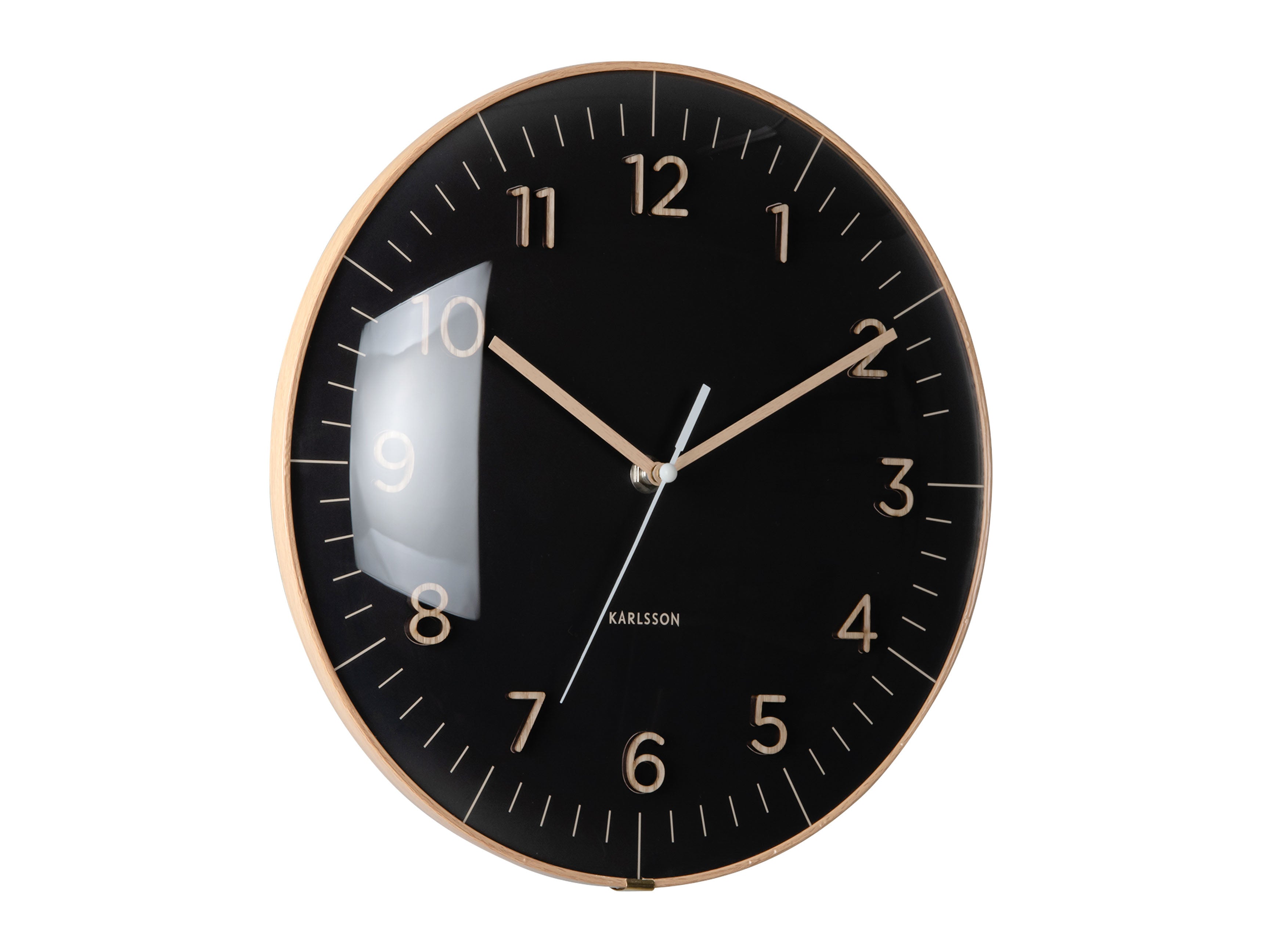 Karlsson Esencia Dome KA6110BK Wanduhr Schwarz • Geräuschloses Sweep-Uhrwerk • Konvexe Glaskuppel