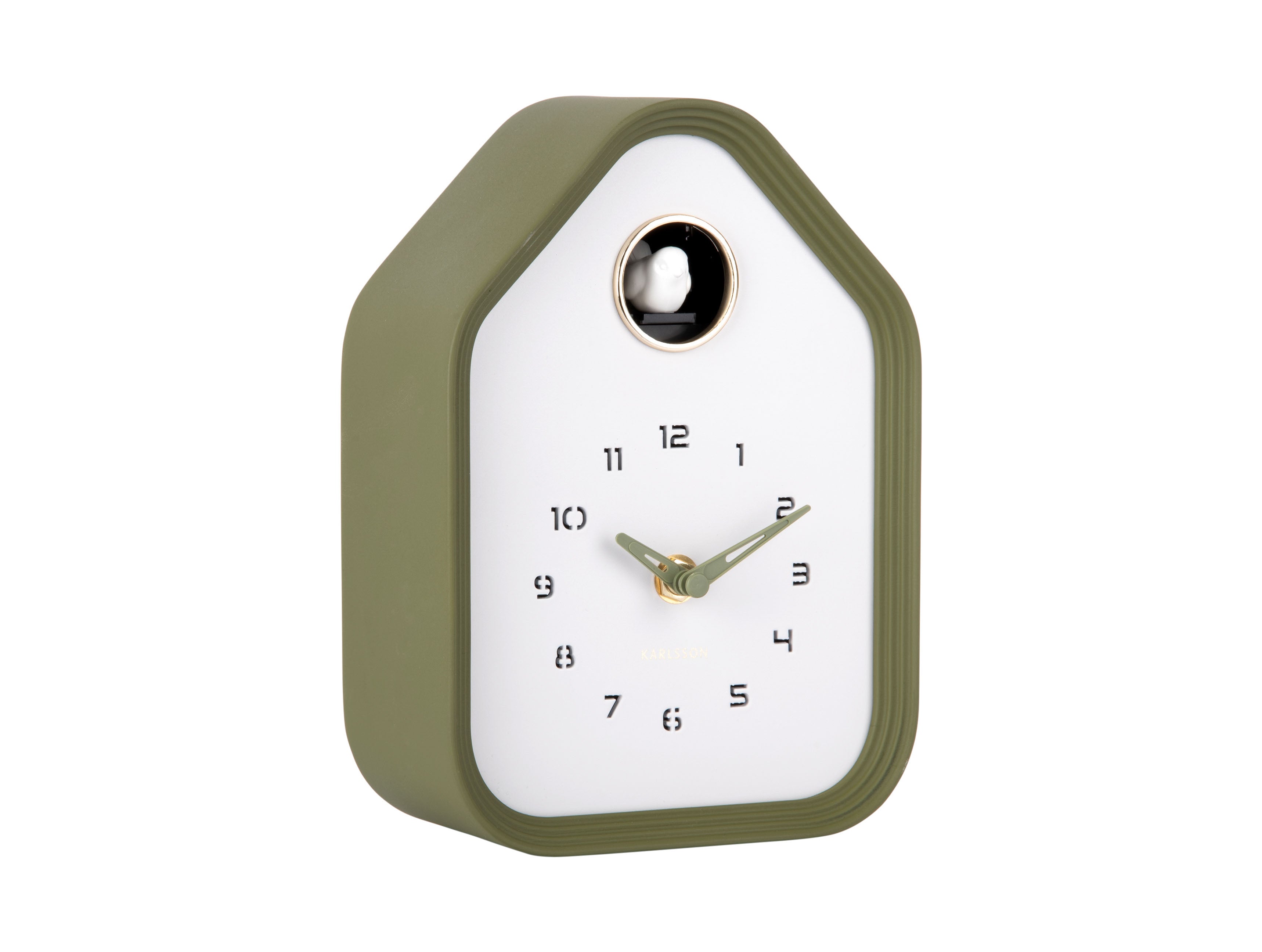 Karlsson Reina Cuckoo KA6121GR Wanduhr Luxusgrün • Kuckucksruf zur vollen Stunde • Tisch- und Wanduhr