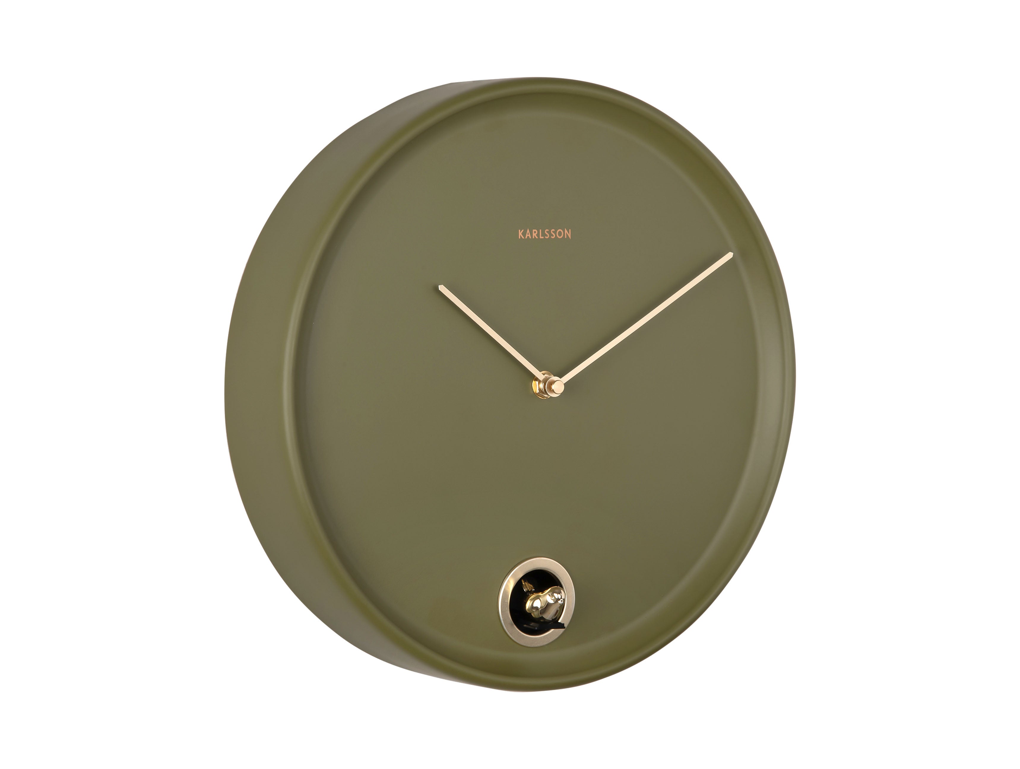 Karlsson Esencia Cuckoo KA6123GR Wanduhr Luxusgrün • Kuckucksruf zur vollen Stunde • Modernes Eisengehäuse