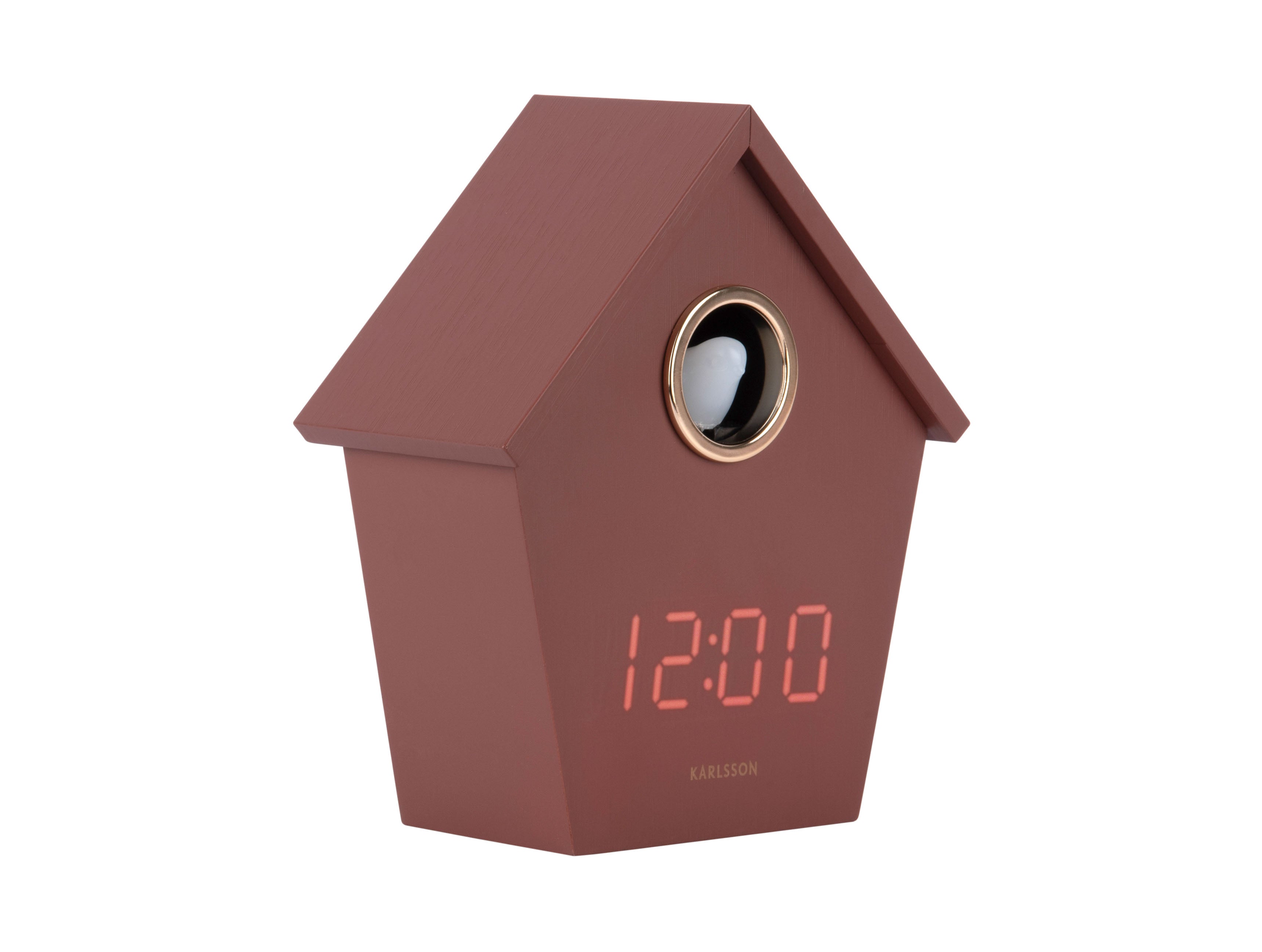 Karlsson Riqueza Cuckoo LED KA6124RD Wecker Burgunderrot • Digitales LED-Display • USB-Betrieb mit Kuckucksfunktion