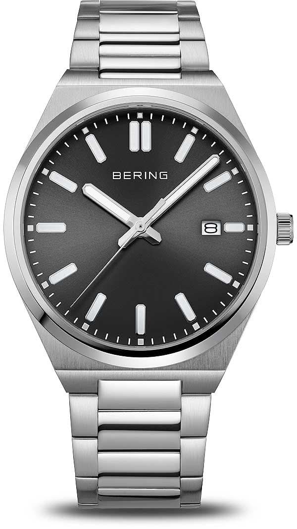 Reloj de hombre con esfera negra y pulsera de acero inoxidable, visualización analógica de la hora