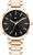 Reloj Tommy Hilfiger para mujer con correa de metal en tono oro rosa y esfera negra
