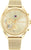 Reloj Tommy Hilfiger para mujer con correa de malla dorada, esfera color crema y dos subesferas de cronógrafo