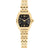 Tommy Hilfiger Damenarmbanduhr mit goldfarbenem Gliederarmband und schwarzem Zifferblatt