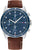 Pulsera de hombre Tommy Hilfiger: esfera azul, caja plateada, correa de cuero marrón