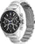 Reloj de pulsera para hombre con brazalete de metal plateado, esfera negra y corona lateral