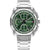 Herren-Armbanduhr: grünes Chronographenzifferblatt, Edelstahlarmband, rundes Gehäuse